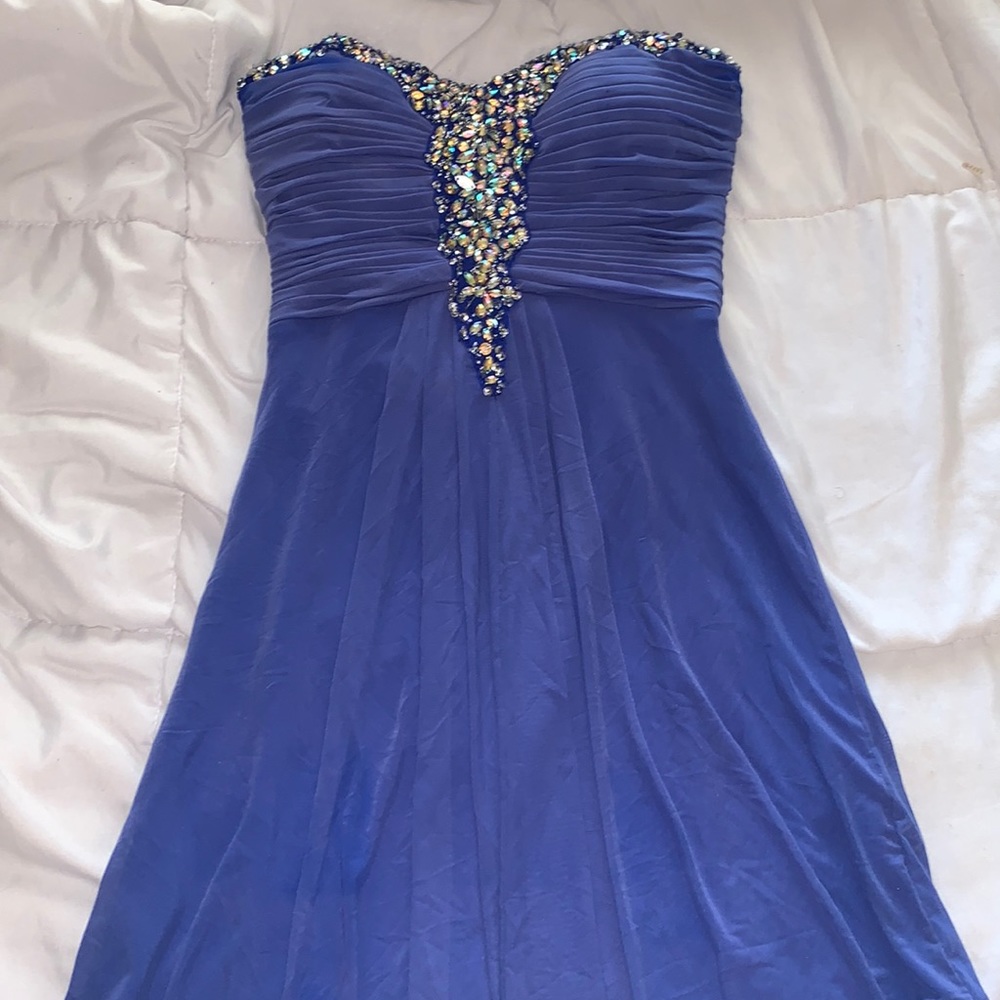 Blondie Nites Blue Strapless Dress